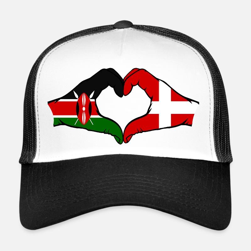 Kenya Denmark Hands Heart Shape Trucker Cap