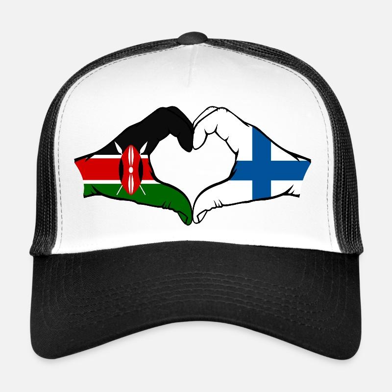Kenya Finland Hands Heart Shape Trucker Cap