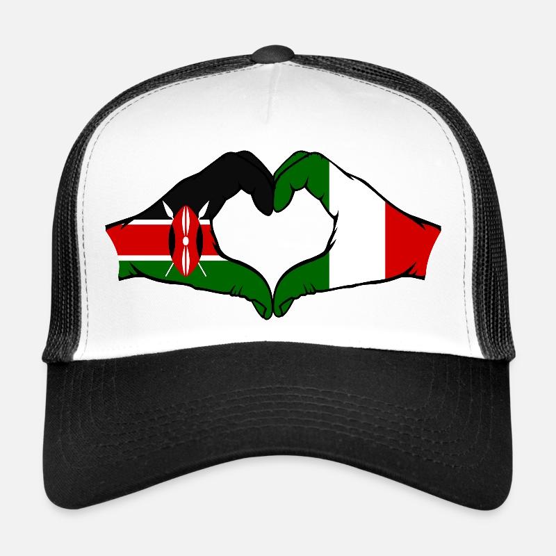 Kenya Italy Hands Heart Shape Trucker Cap