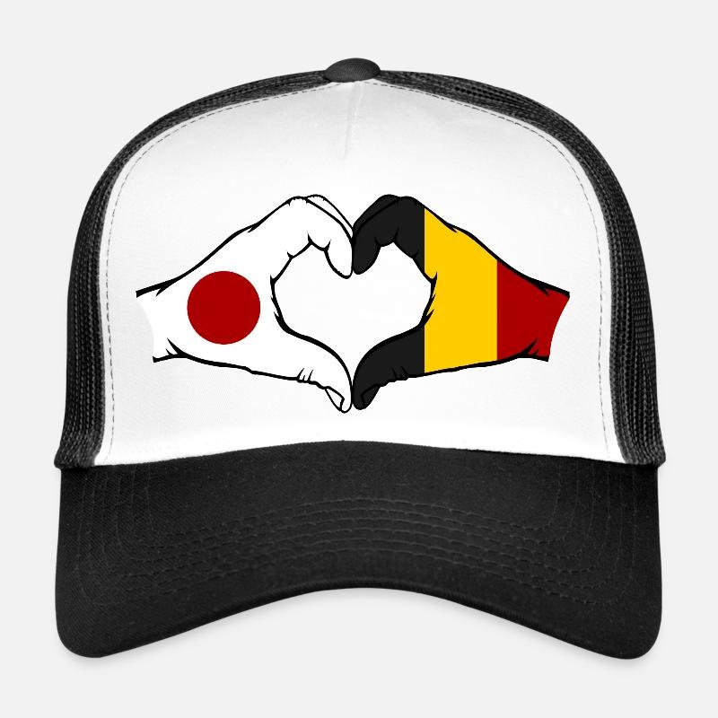 Japan Belgium Hands Heart Shape Trucker Cap