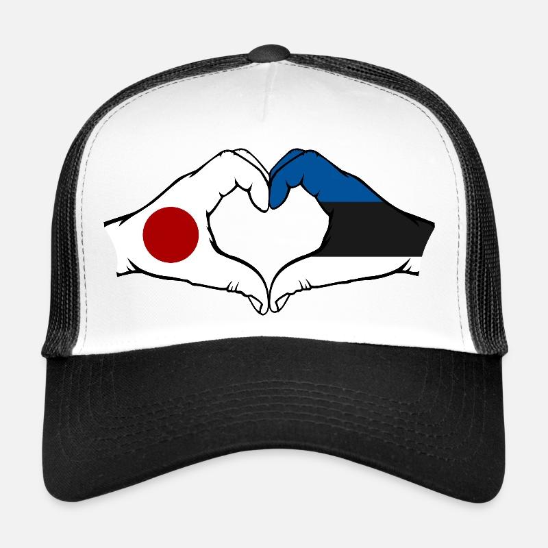 Japan Estonia Hands Heart Shape Trucker Cap