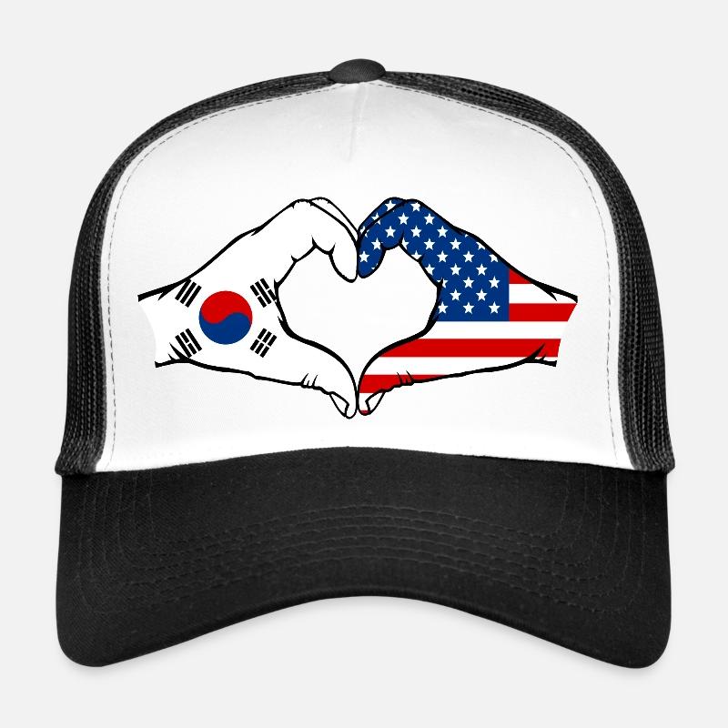 Corée du Sud États-Unis Mains Forme de coeur Casquette trucker 