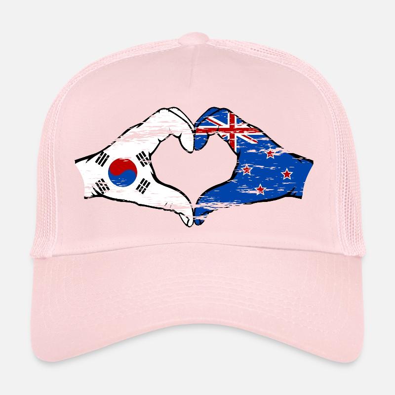 Corée du Sud Nouvelle-Zélande mains forme de coeur utilisé Casquette trucker 