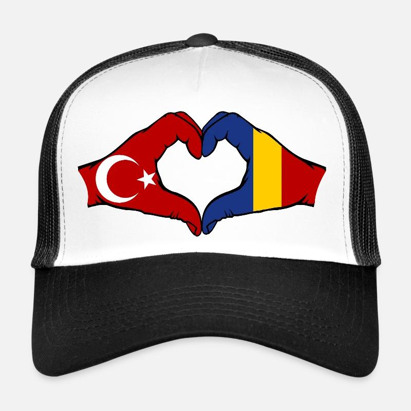 Turkey Romania Hands Heart Shape Trucker Cap