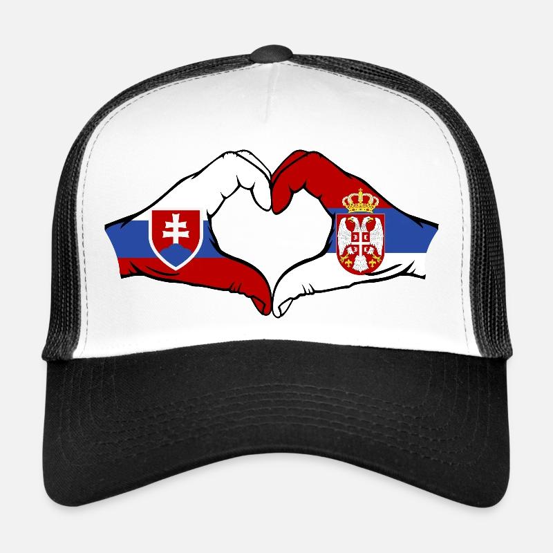 Slowakei Serbien Flagge Herzform Trucker Cap