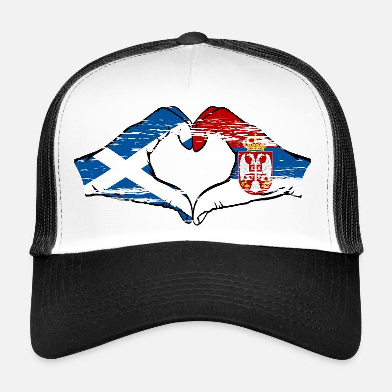 Schottland Serbien Flagge Herzform used Trucker Cap