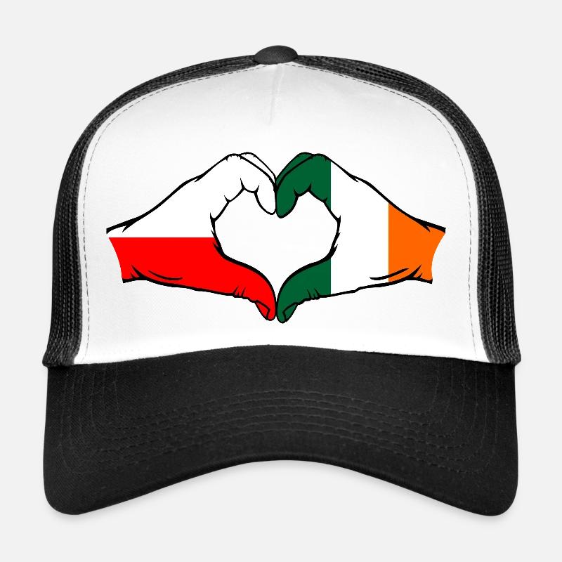 Pologne Irlande Drapeau Coeur Forme Casquette trucker 