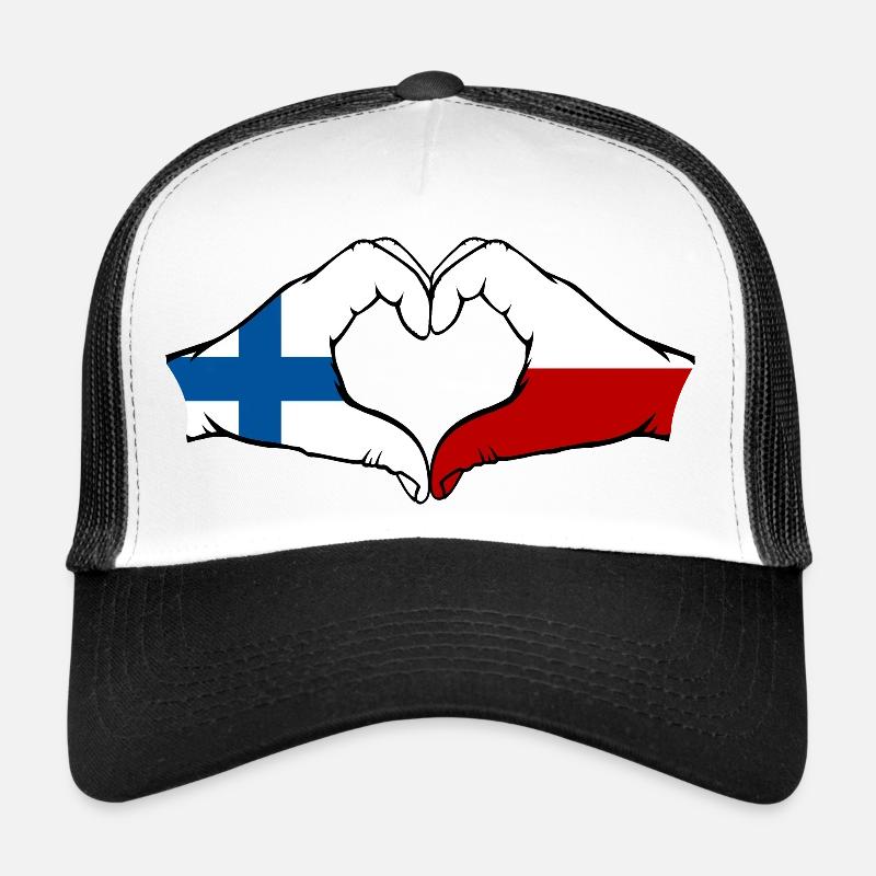 Finlande Pologne Drapeau Coeur Forme Casquette trucker 