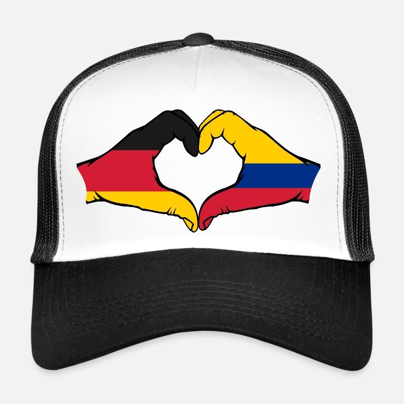 Germany Colombia Flag Hands Heart Shape Trucker Cap