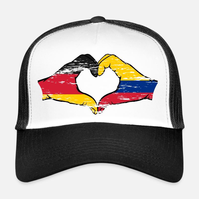 Allemagne Colombie drapeau mains forme de coeur utilisé Casquette trucker 