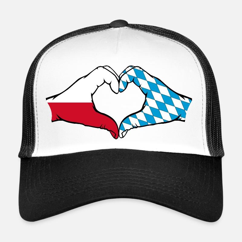 Poland Bavaria Flag Hands Heart Shape Trucker Cap