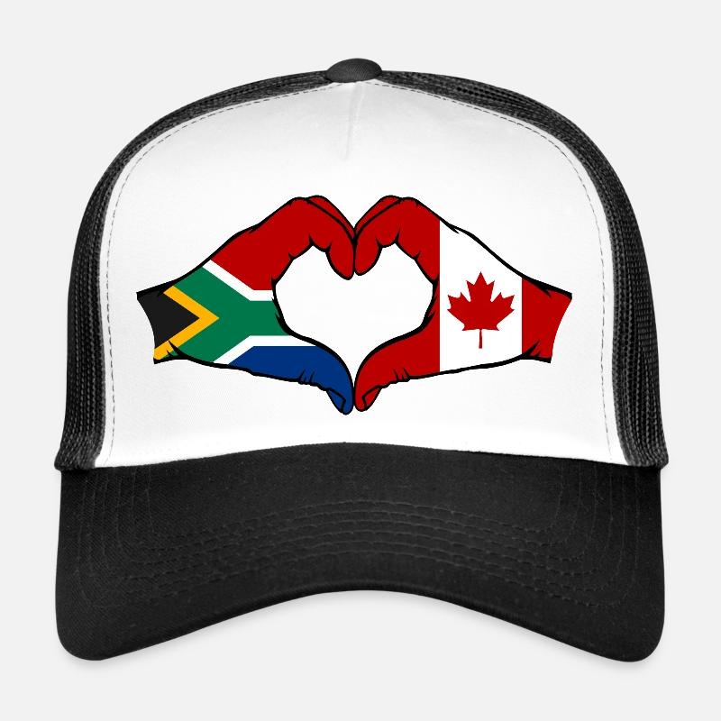 Afrique du Sud Canada Drapeau Mains Coeur Forme Casquette trucker 