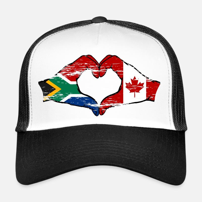 Afrique du Sud Canada drapeau mains coeur utilisé Casquette trucker 