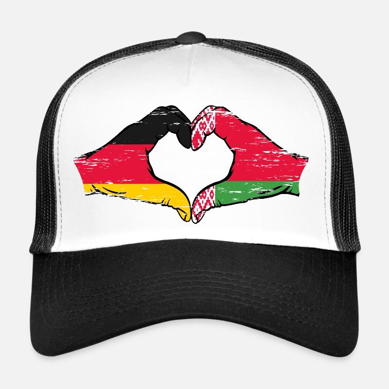 Allemagne Biélorussie drapeau mains forme de coeur utilisé Casquette trucker 