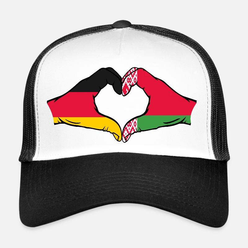 Allemagne Biélorussie drapeau mains coeur forme Casquette trucker 
