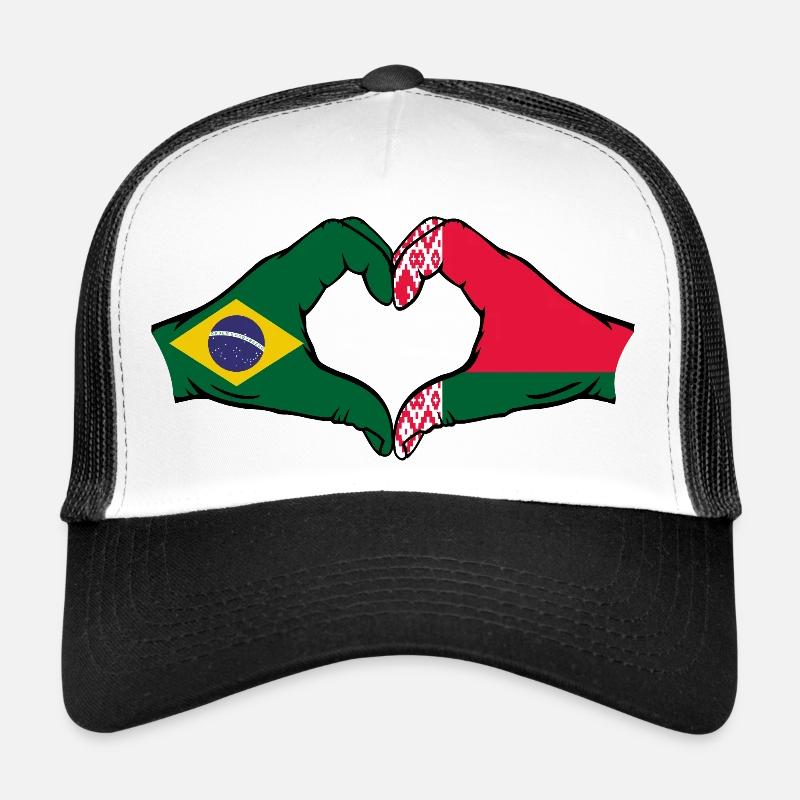 Brasilien Belarus Flagge Hände Herzform Trucker Cap