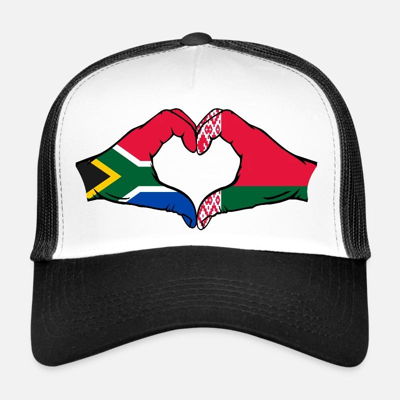 Afrique du Sud Biélorussie drapeau mains forme coeur Casquette trucker 