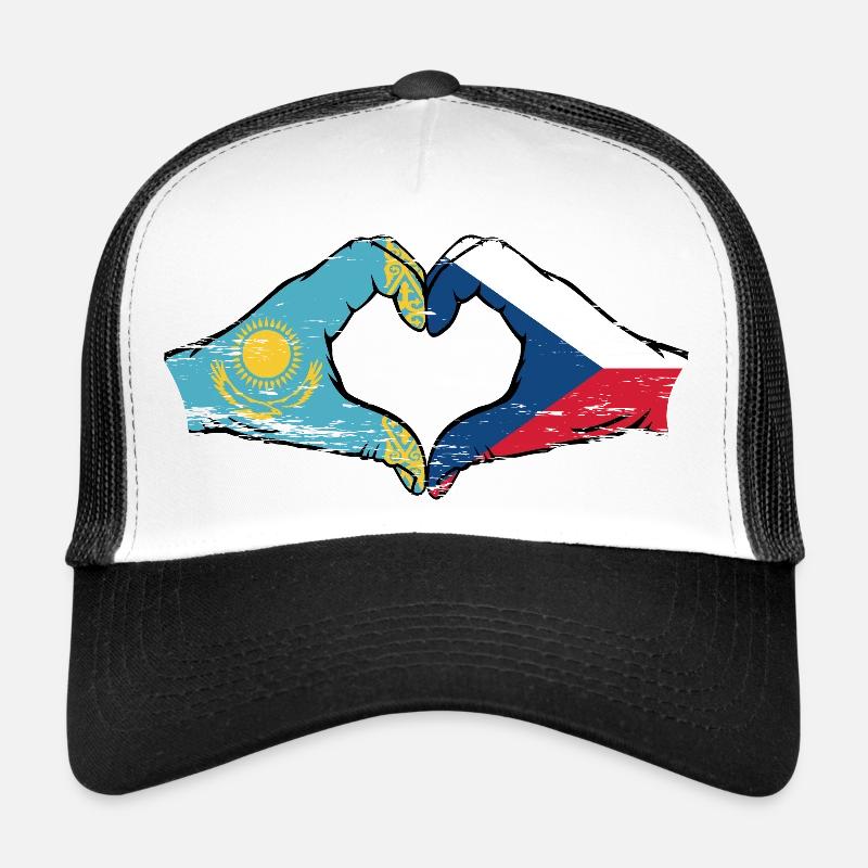 Kasachstan Tschechien Flagge Hände Herzform used Trucker Cap