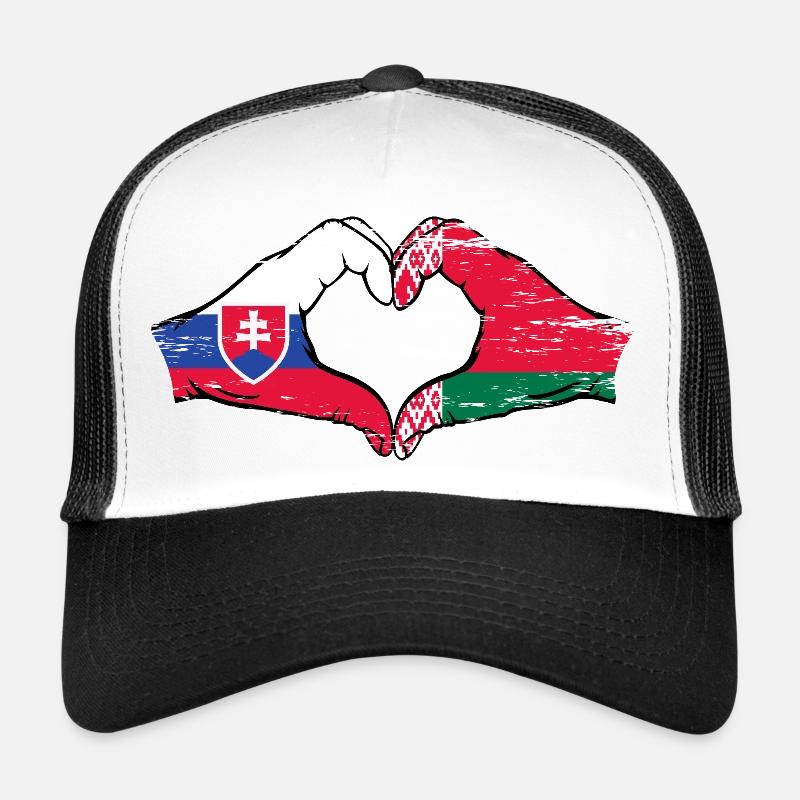 Slovaquie Biélorussie drapeau mains forme de coeur utilisé Casquette trucker 