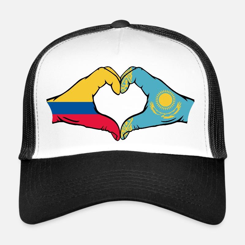 Colombie Kazakhstan drapeau mains forme de coeur Casquette trucker 