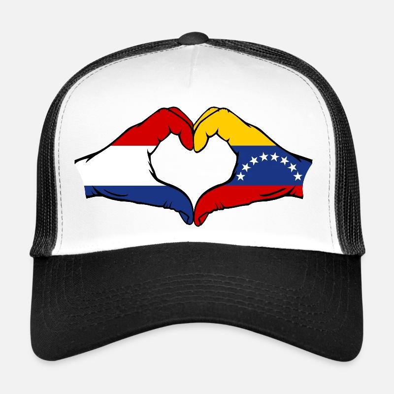 Drapeau Hollande Venezuela mains forme de coeur Casquette trucker 