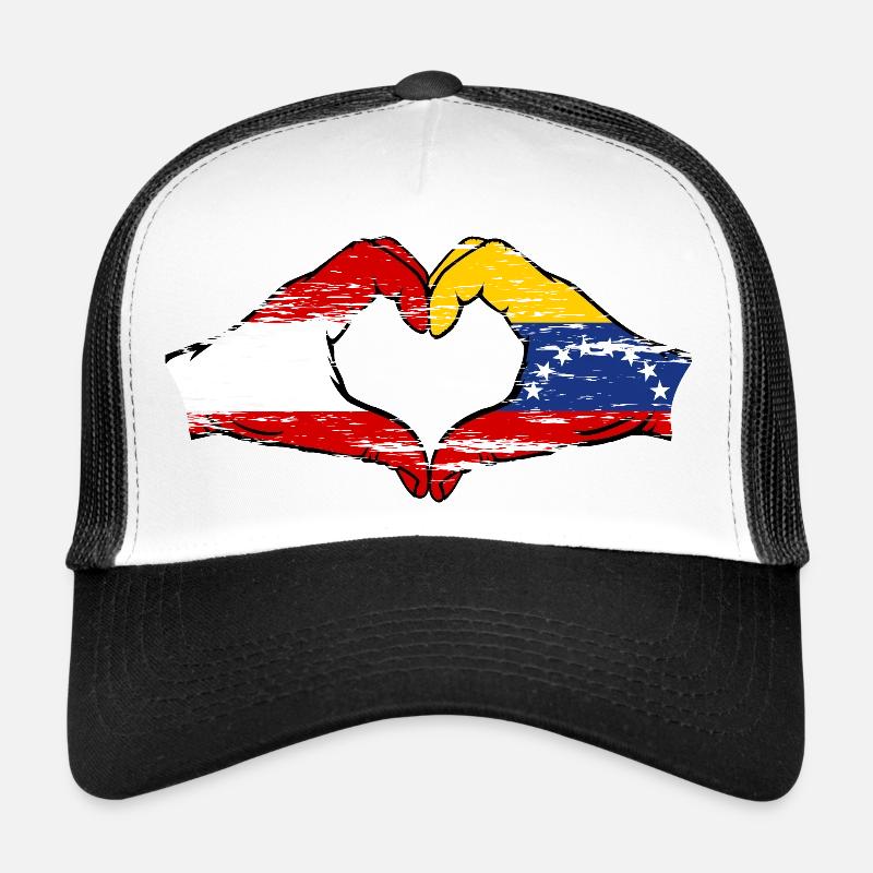 Autriche Venezuela drapeau mains forme de coeur utilisé Casquette trucker 