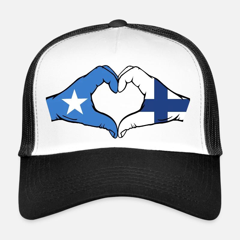 Somalie Finlande Drapeau Mains Coeur Forme Casquette trucker 