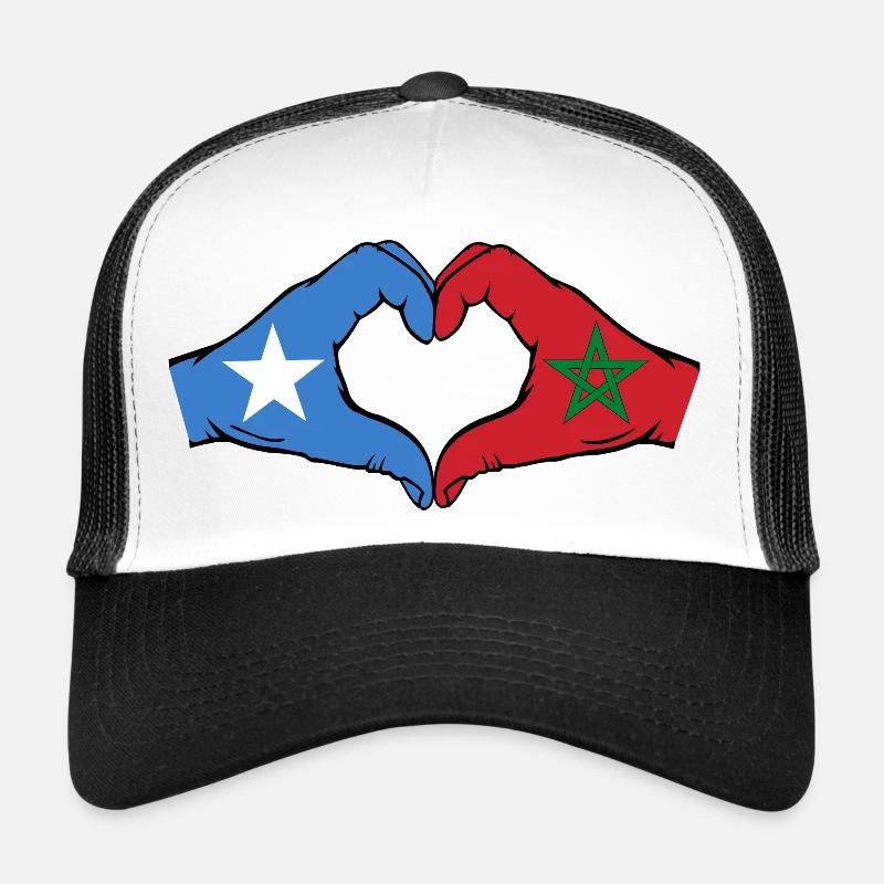 Somalie Maroc Drapeau Mains Coeur Forme Casquette trucker 