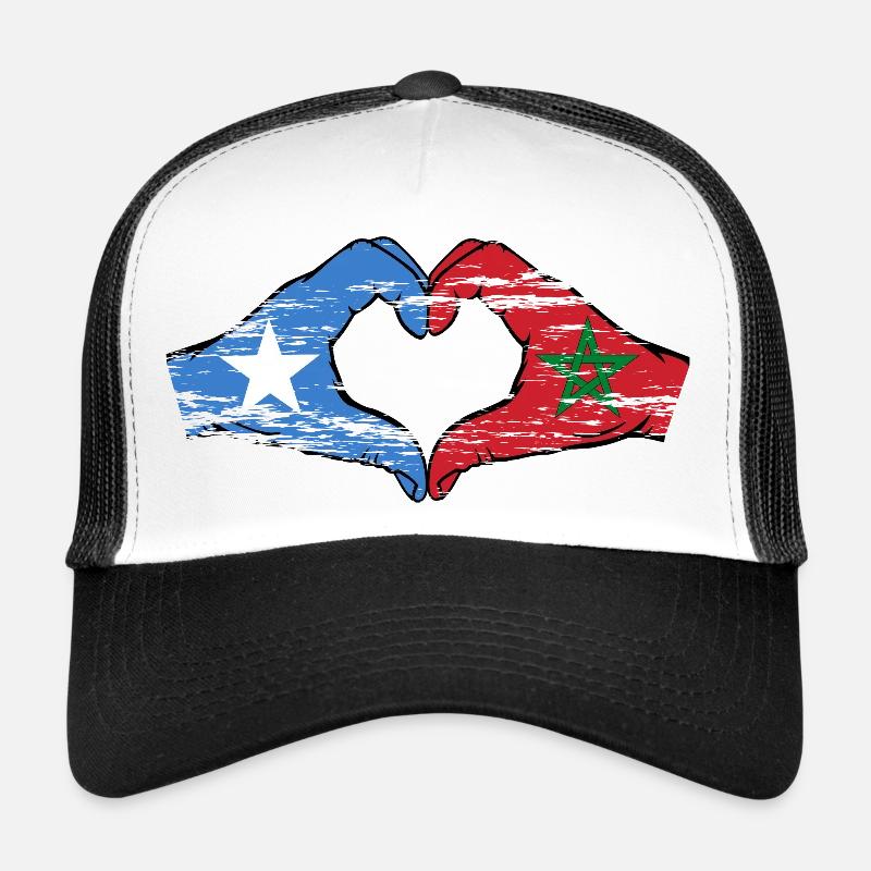 Somalia Morocco Flag Hands Heart Shape Used Trucker Cap