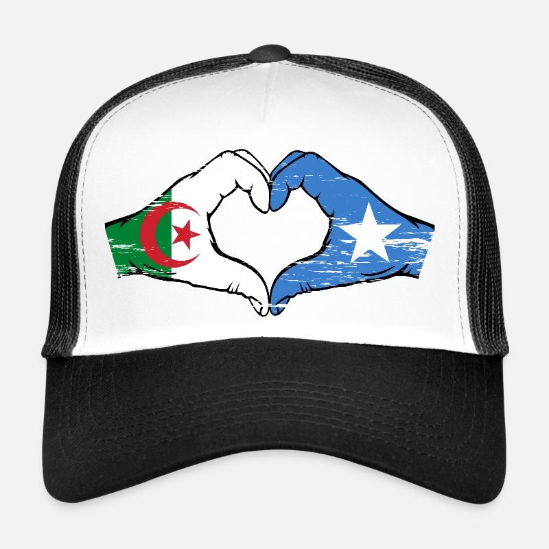 Algeria Somalia Flag Hands Heart Shape Used Trucker Cap