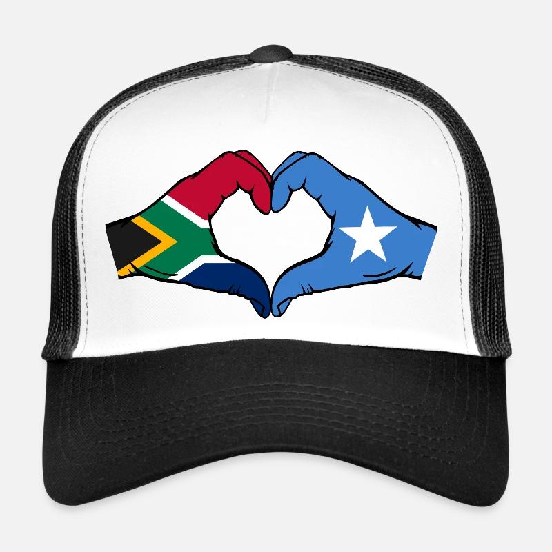 Afrique du Sud Somalie Drapeau Mains Coeur Forme Utilisé Casquette trucker 