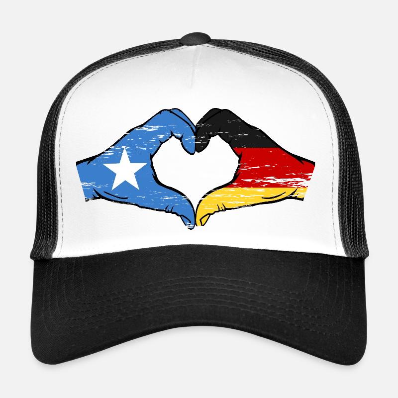 Somalia Germany Flag Hands Heart Shape Used Trucker Cap