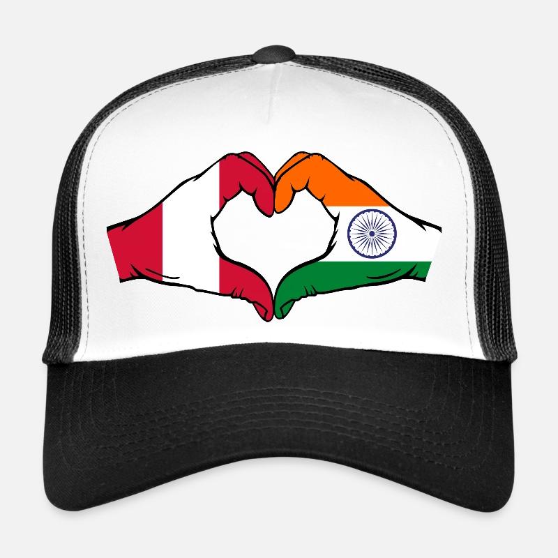 Pérou Inde Drapeau Mains Coeur Forme Casquette trucker 