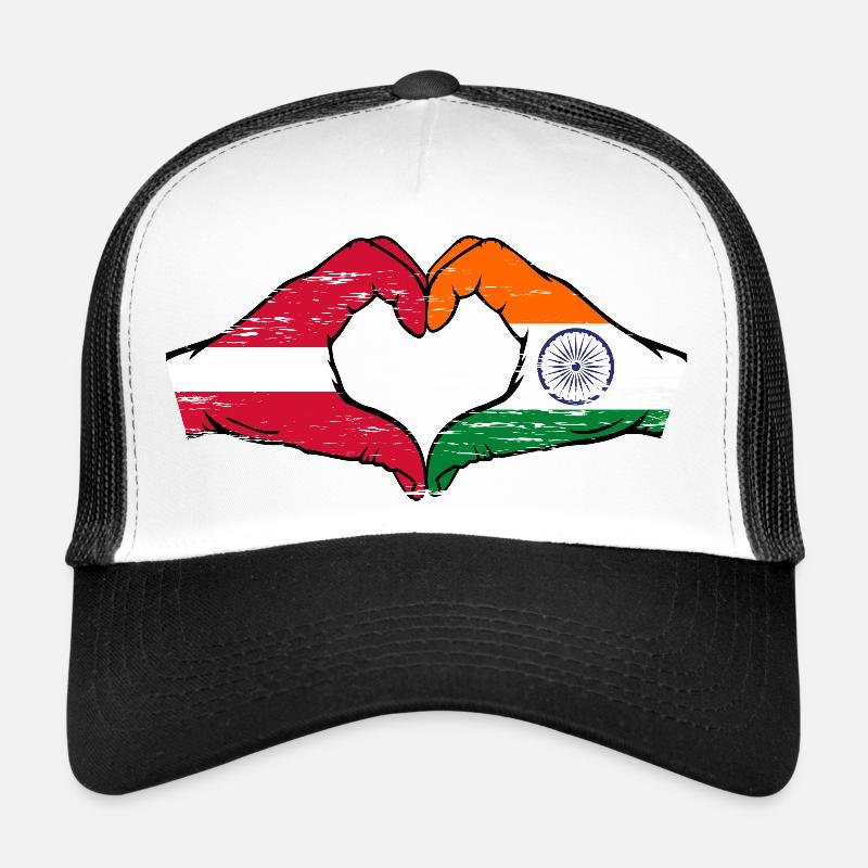 Lettlad Inde drapeau mains forme coeur utilisé Casquette trucker 