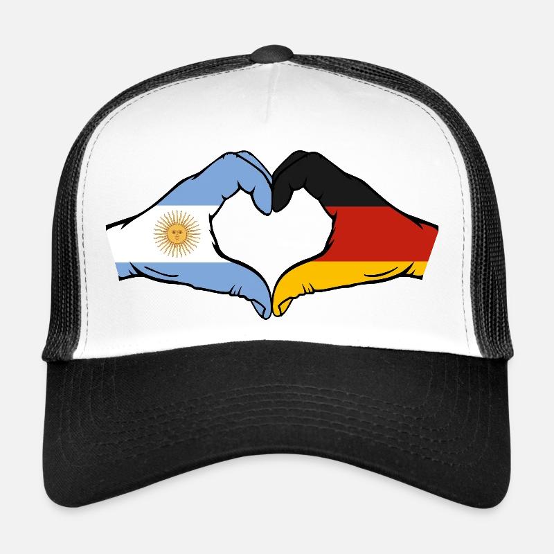 Argentine Allemagne Drapeau Mains Coeur Forme Casquette trucker 