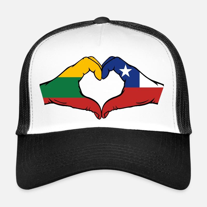 Lithuania Chile Flag Hands Heart Shape Trucker Cap