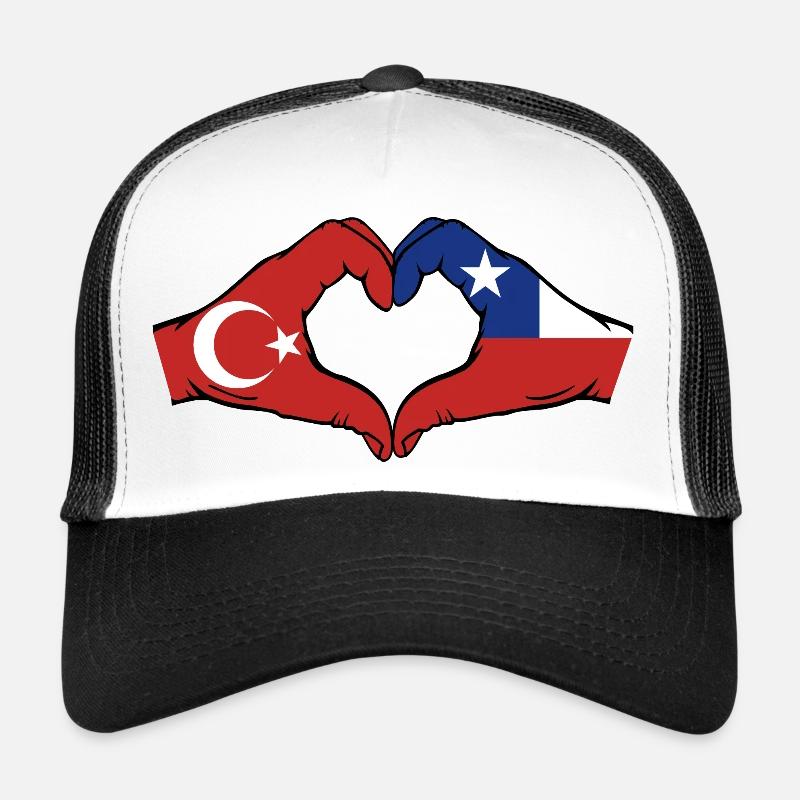 Turkey Chile Flag Hands Heart Shape Trucker Cap