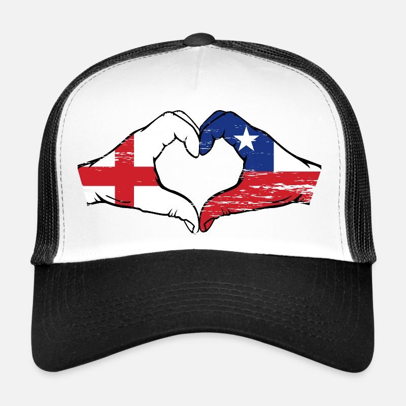 England Chile flag hands heart shape used Trucker Cap