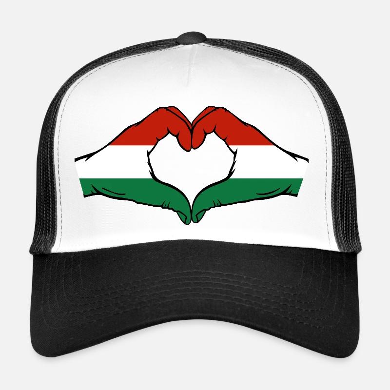 Drapeau de la Hongrie Mains Forme Coeur Casquette trucker 
