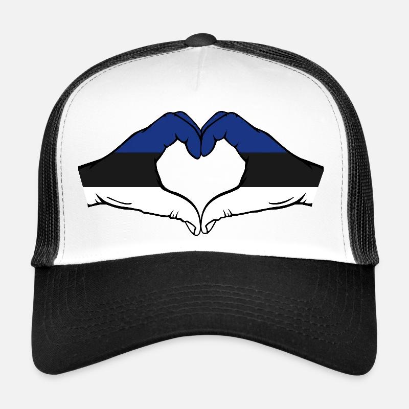 Drapeau de l’Estonie Mains Coeur Forme Casquette trucker 