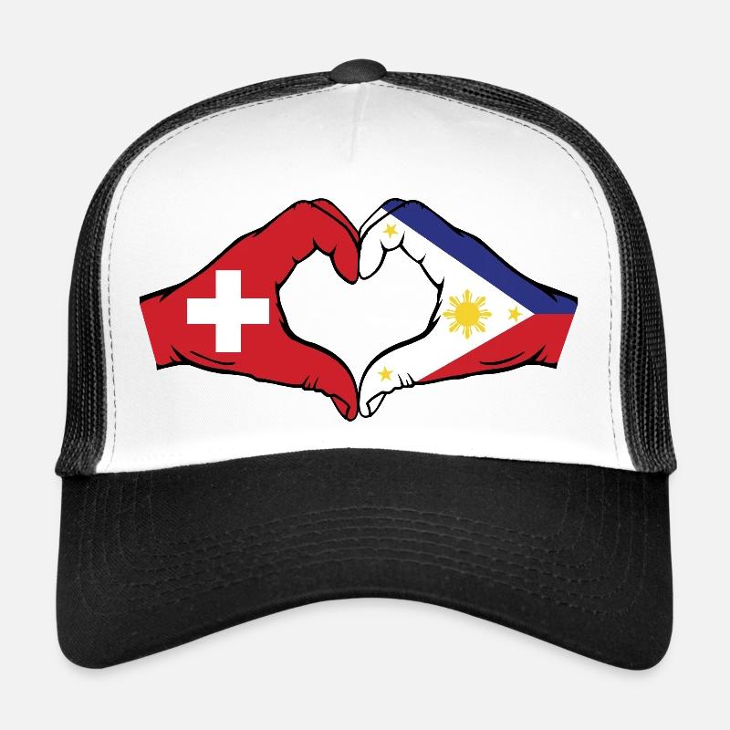 Suisse Philippines Drapeau Mains Coeur Forme Casquette trucker 