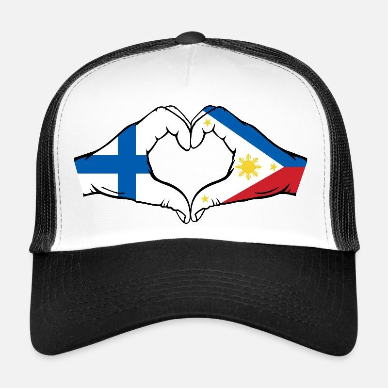 Finlande Philippines Drapeau Mains Coeur Forme Casquette trucker 