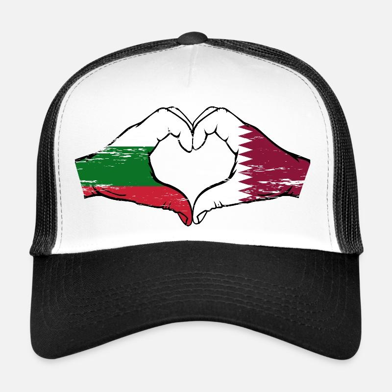 Bulgarie Qatar drapeau mains forme de coeur utilisé Casquette trucker 