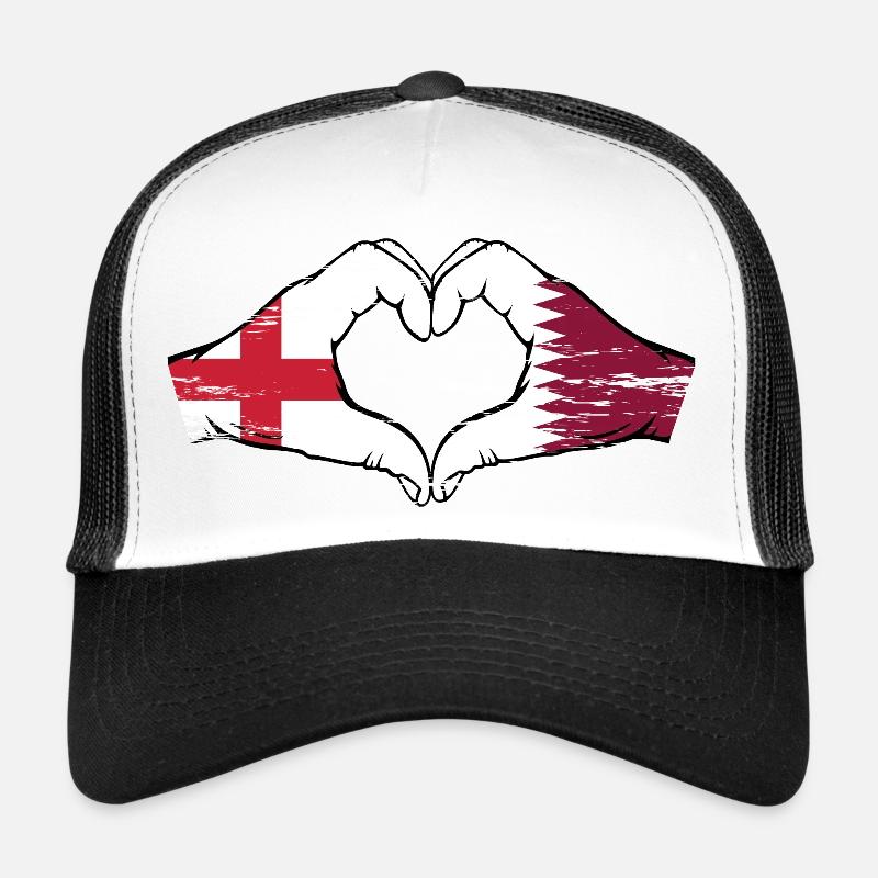 England Katar Flagge Hände Herzform used Trucker Cap