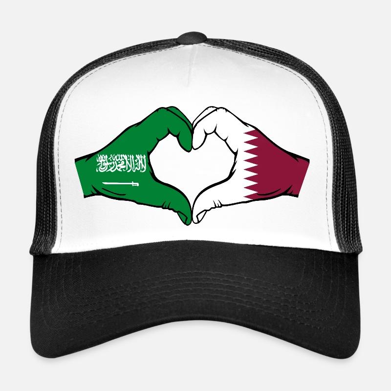 Saudi Arabien Katar Flagge Hände Herzform Trucker Cap