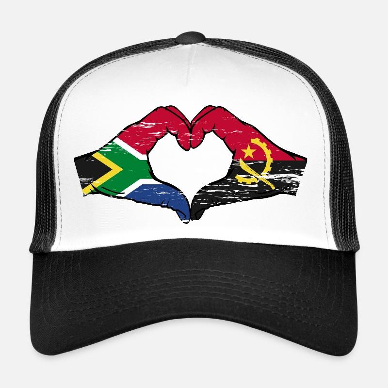 Afrique du Sud Angola drapeau mains forme de coeur utilisé Casquette trucker 