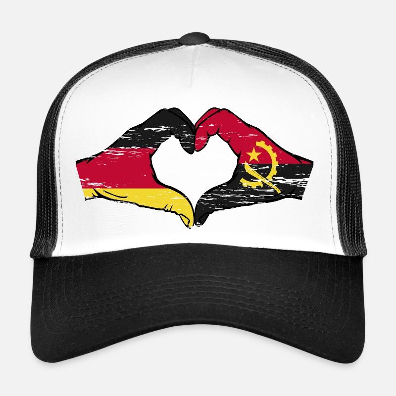 Allemagne Angola drapeau mains coeur forme utilisé Casquette trucker 