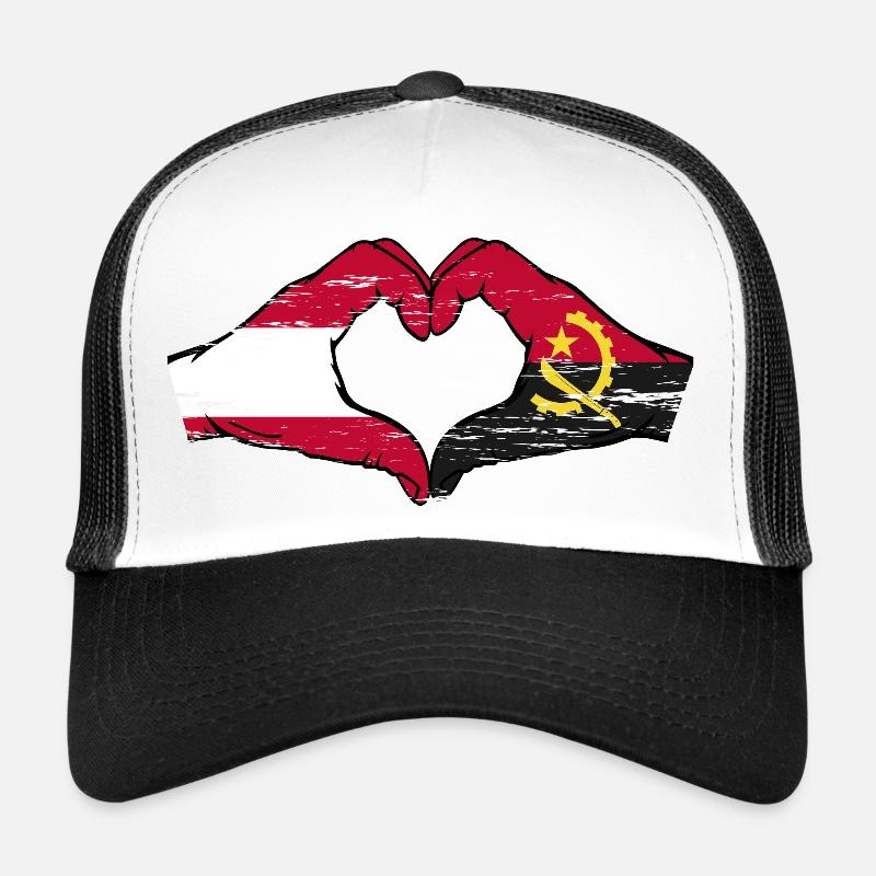 Autriche Angola drapeau mains forme de coeur utilisé Casquette trucker 