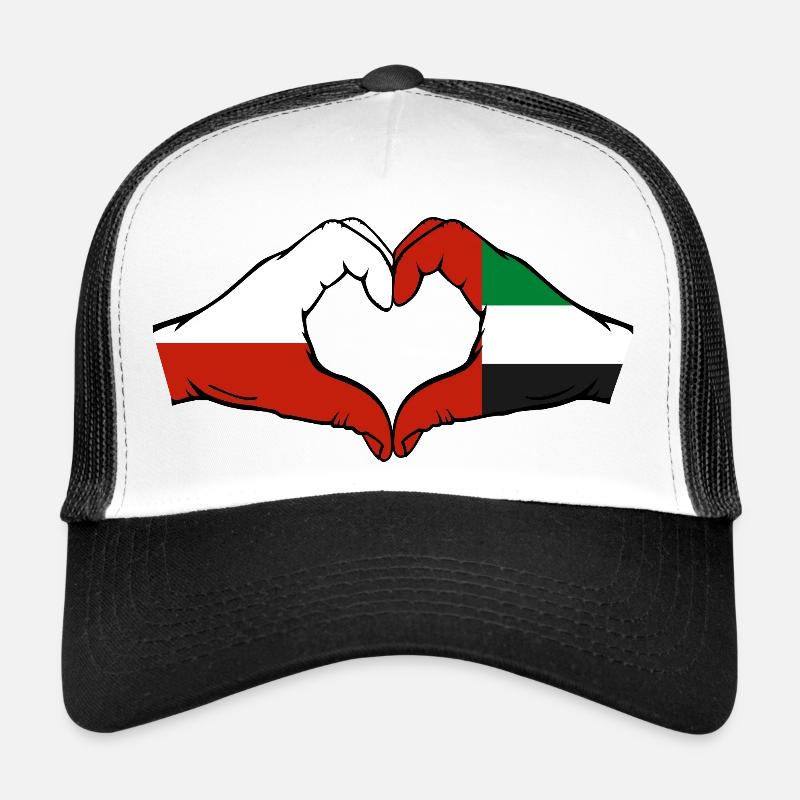 Pologne Émirats arabes unis Drapeau Coeur Casquette trucker 