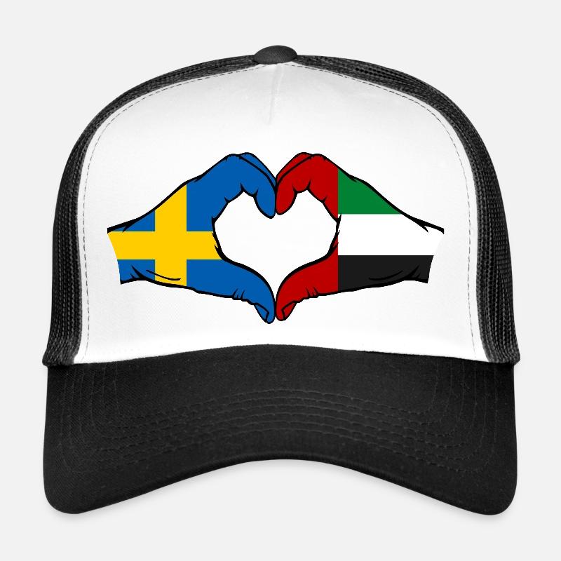 Suède Émirats arabes unis Drapeau Coeur Casquette trucker 